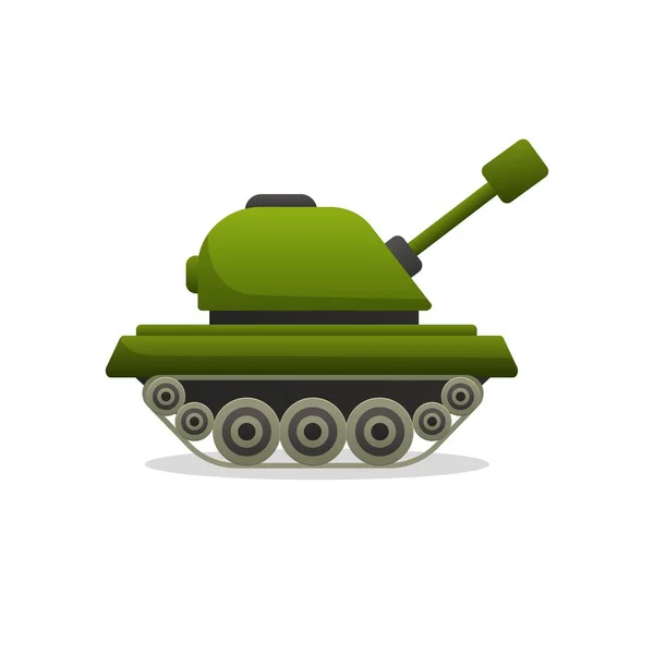 Grüner Spielzeugtank Gepanzertes Kriegsfahrzeug Auf Schienen Mit Kanonen Angehoben Kampffahrzeug — Stockvektor