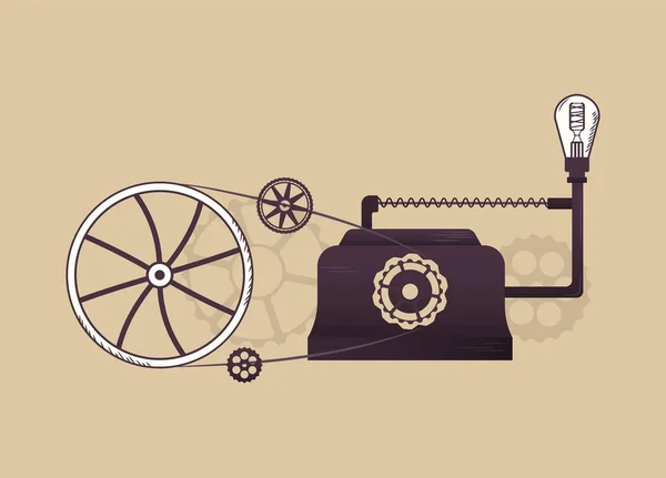 Vintage Μηχανή Αέναης Κίνησης Παλιά Πειραματική Συσκευή Συνδέσεις Τροχών Και — Διανυσματικό Αρχείο