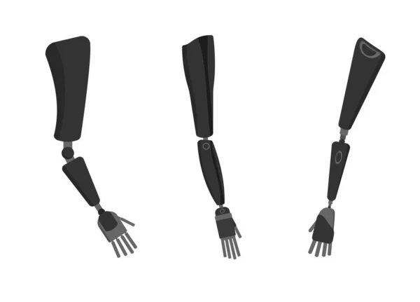 Emberi Kezek Protézise Modern Fekete Felső Végtag Csere Bionikus Érzékelőkkel — Stock Vector