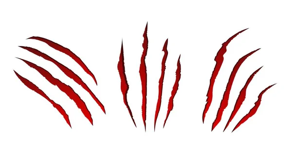 Röda Klösmärken Blodiga Repor Ytan Vänster Läskiga Monster Skrämmande Rasande — Stock vektor