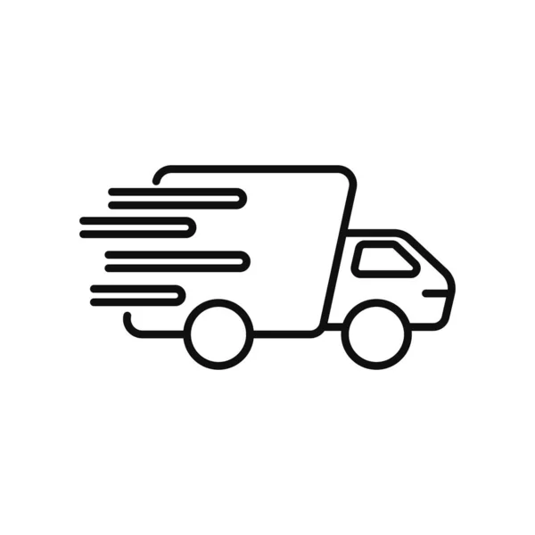 Icona Consegna Veloce Camion Nero Viaggia Grande Velocità Trasporto Commerciale — Vettoriale Stock