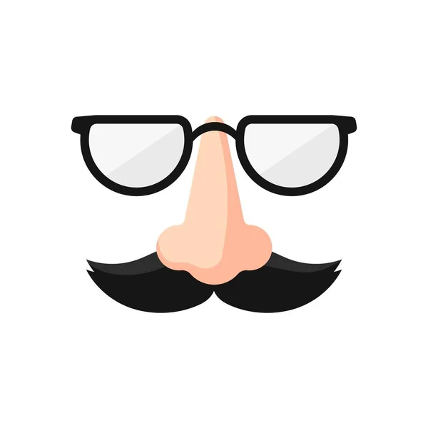 口ひげのテンプレートとメガネと鼻 陽気な変装のためにマスケードと偽装パーティーのためにA高齢者ベクトル男 — ストックベクタ