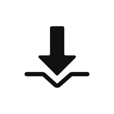 Web dosya simgesi indir. Belgesel vektör navigasyonu ile çevrimiçi güncellemeleri ve uygulamaları indirme sembolü olarak siyah aşağı ok.