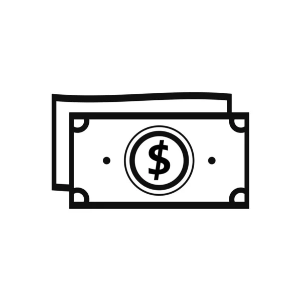 纸货币图标 黑色金融现金用于支付和投资 贷款用于有利可图的银行矢量交易 — 图库矢量图片