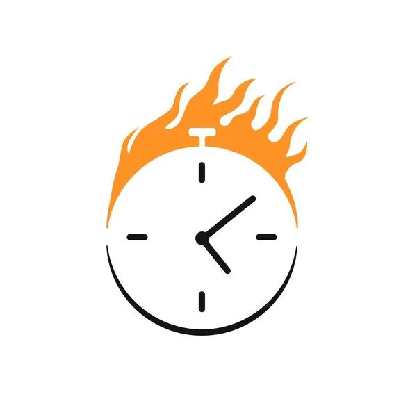 Burning Clock Icon Symbolic Project Deadline Symbol Vigorous Impulse Work — Stock Vector