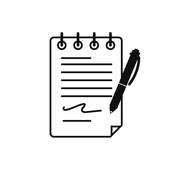 Пишу Иконку Черная Нота Листе Дневника Ручкой Элемент Соглашения Редактирования — стоковый вектор