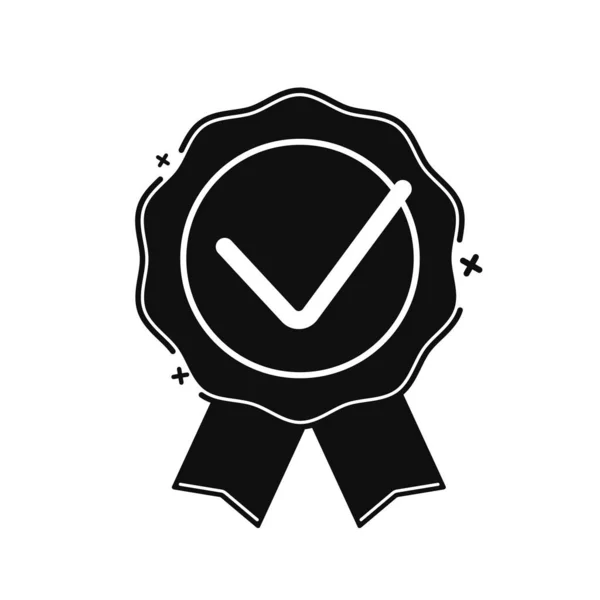 Ikona Značky Černé Kvality Ocenění Certifikátu Kvality Pro Luxusní Výrobky — Stockový vektor