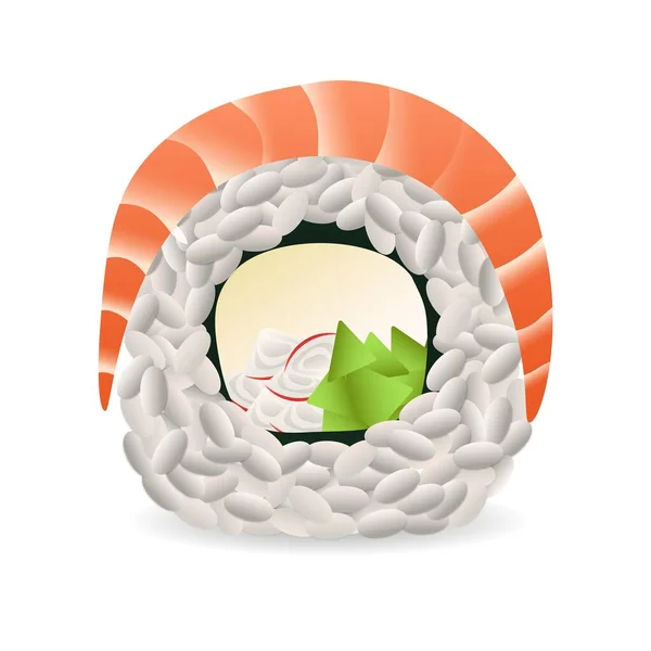 Japansk Sushirulle Realistiska Sashimi Skaldjur Och Ris Rullar Med Traditionella — Stock vektor