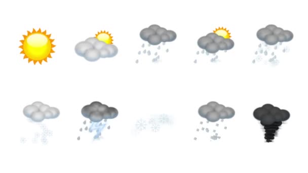 Väder animerade ikoner. loop — Stockvideo