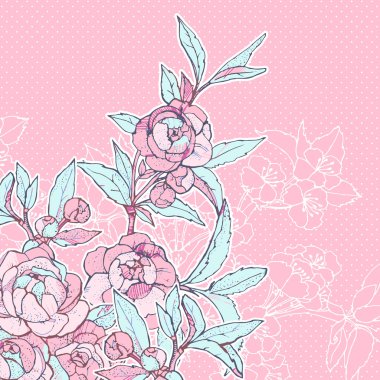 Vector floral arka plan peonies ile
