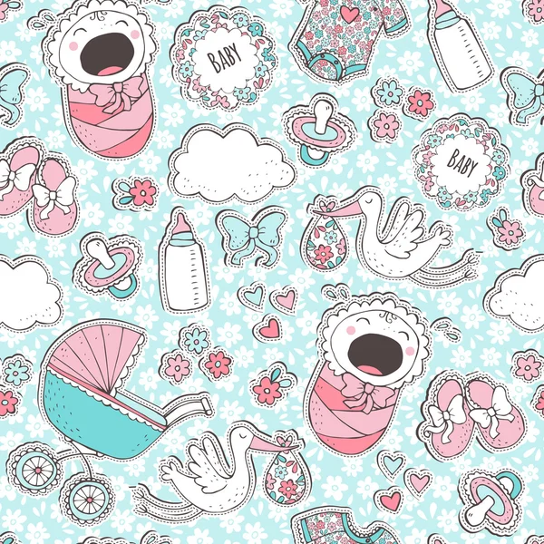 Seamless pattern with baby elements — Stock Vector