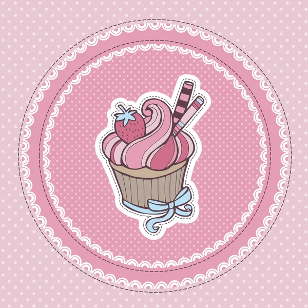 Sweet cupcake met noppen — Stockvector