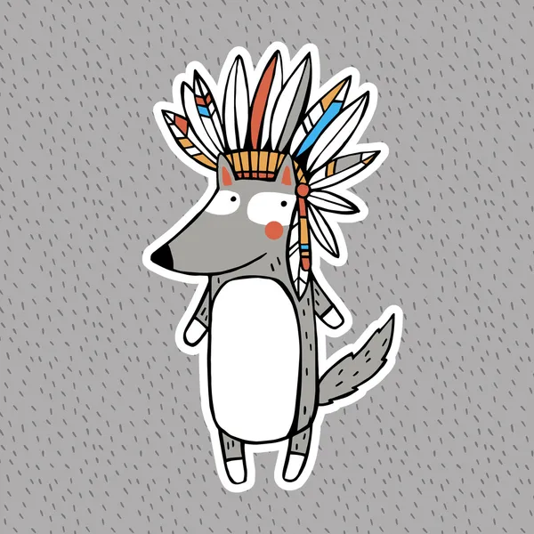 Funny animals: American Indian Wolf — Stock Vector