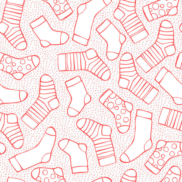 Seamless background with socks and snowflakes for winter and christmas theme