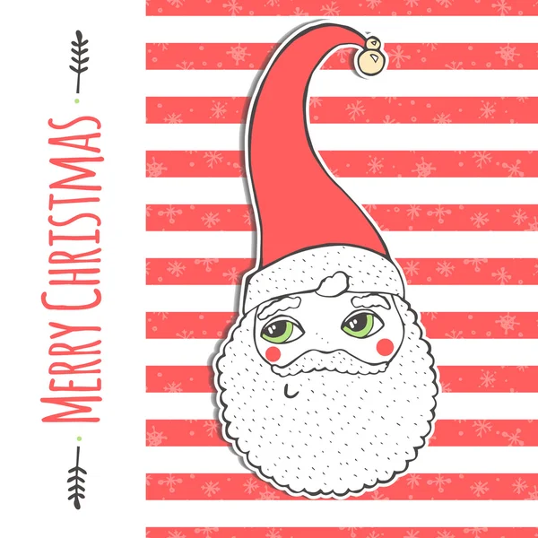 Tarjeta de Navidad con Santa Claus y copos de nieve. Ilustración vectorial . — Archivo Imágenes Vectoriales