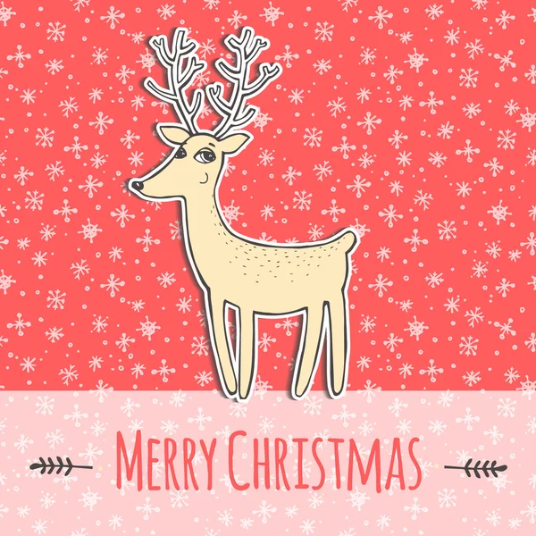 Christmas card with reindeer and snowflakes. Vector illustration — Stock Vector