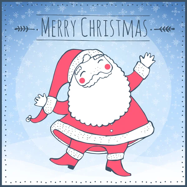 Christmas card with Santa Claus and snowflakes. Vector illustration. — Stock Vector