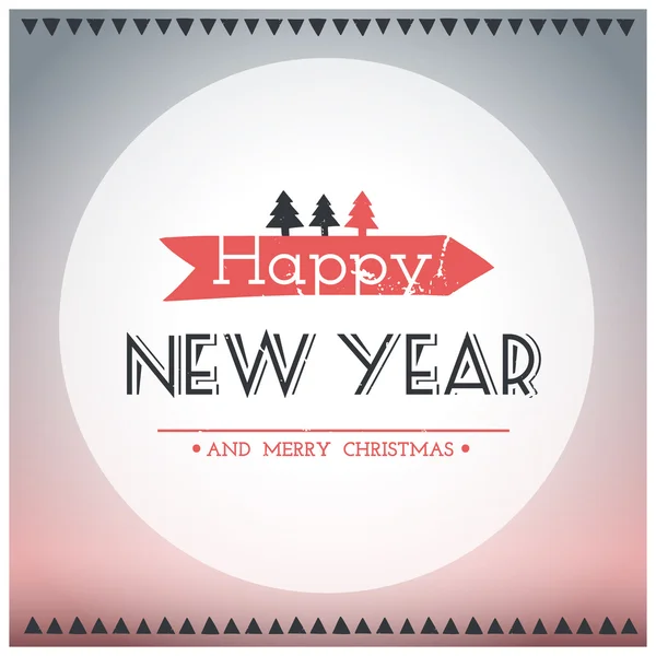 Poster Hipster New Year and Merry Christmas. Vector illustration — Stock Vector