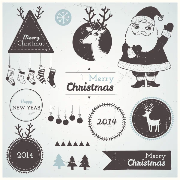 Christmas hipster decoration collection of labels, symbols and icons elements — Stock Vector