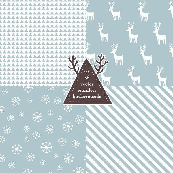 Set of Christmas hipster seamless patterns — Stock Vector