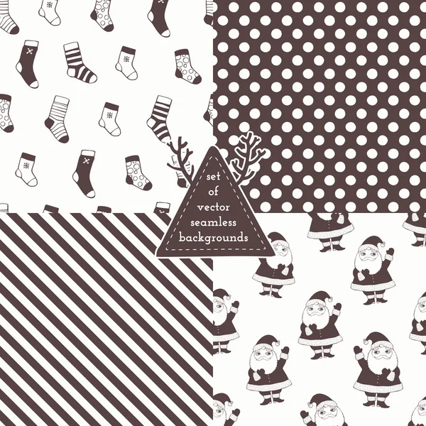 Set of Christmas hipster seamless patterns — Stock Vector