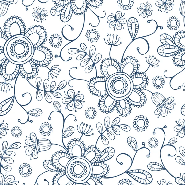 Seamless hand-drawn floral pattern — Stock Vector