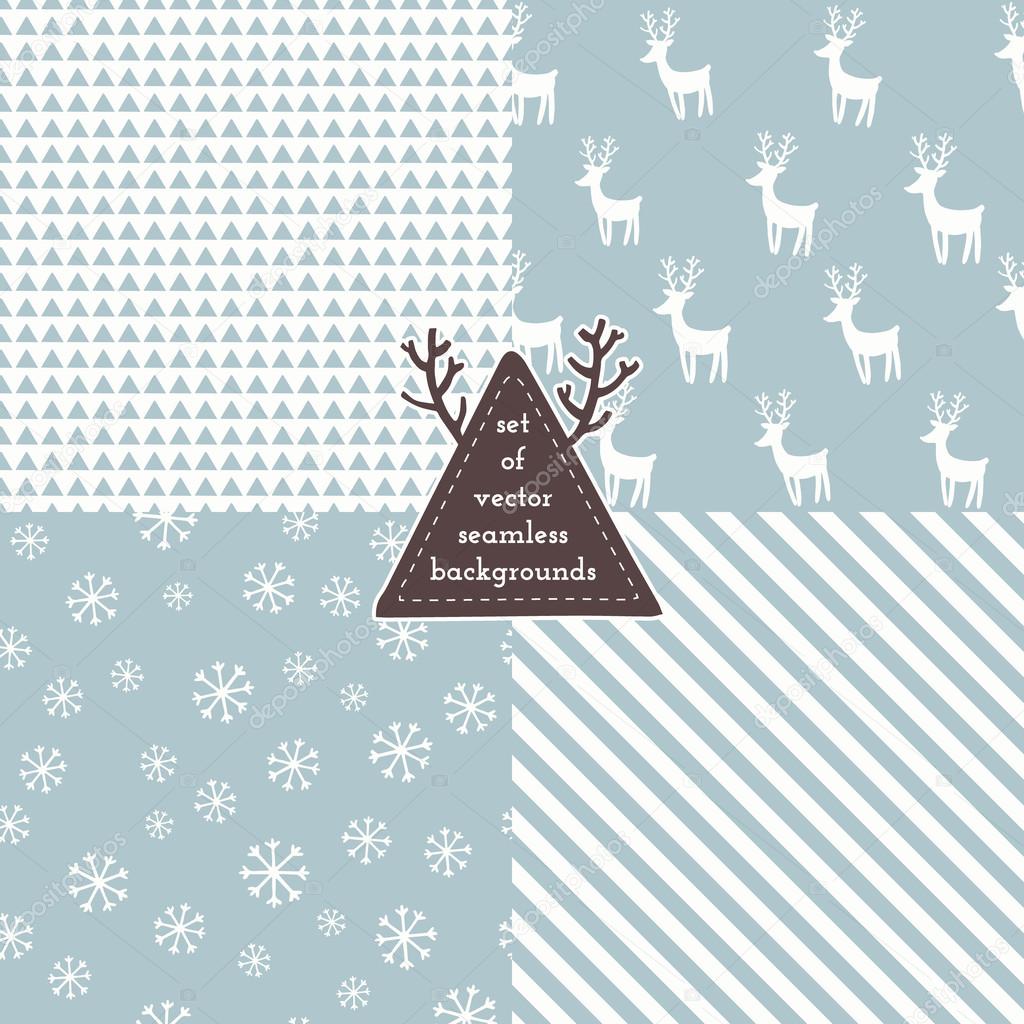 Set of Christmas hipster seamless patterns