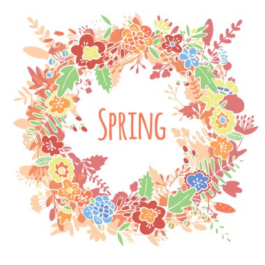 wenskaart met bloemen krans.