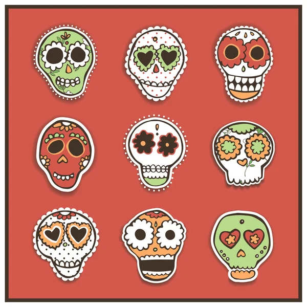 Nahtloses Muster mit mexikanischen Totenköpfen — Stockvektor
