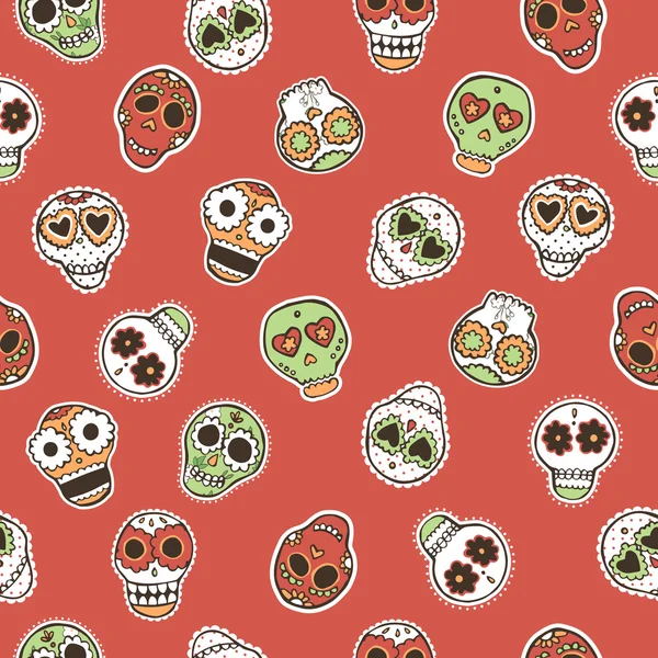 Naadloze patroon met Mexicaanse schedels — Stockvector