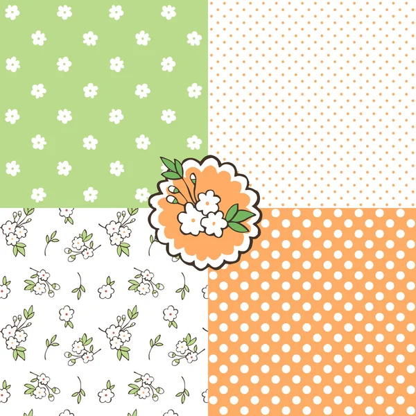 Seamless floral patterns. — Stock Vector