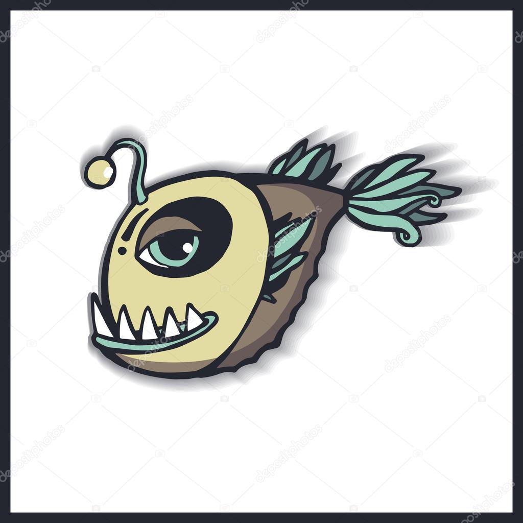 Cartoon fish with big teeth Stock Vector Image by ©Martimar #50584651