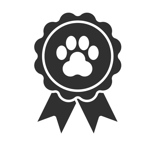 犬賞ロゼット手描きアウトラインドアアイコン ペットの展覧会の勝者の概念として犬の足跡とメダル 黒と白だ 白の背景に印刷 ウェブ モバイル インフォグラフィックのためのベクトルスケッチイラスト — ストックベクタ