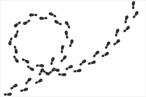 Steg Spårets Fotspår Cirkel Spår Grå Steg Och Steg Skor — Stock vektor