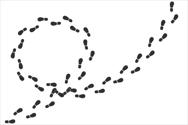 把轨道上的脚印踩成圆圈 灰色台阶的痕迹和鞋子的痕迹 在白色背景上孤立的鞋面痕迹矢量图 — 图库矢量图片#