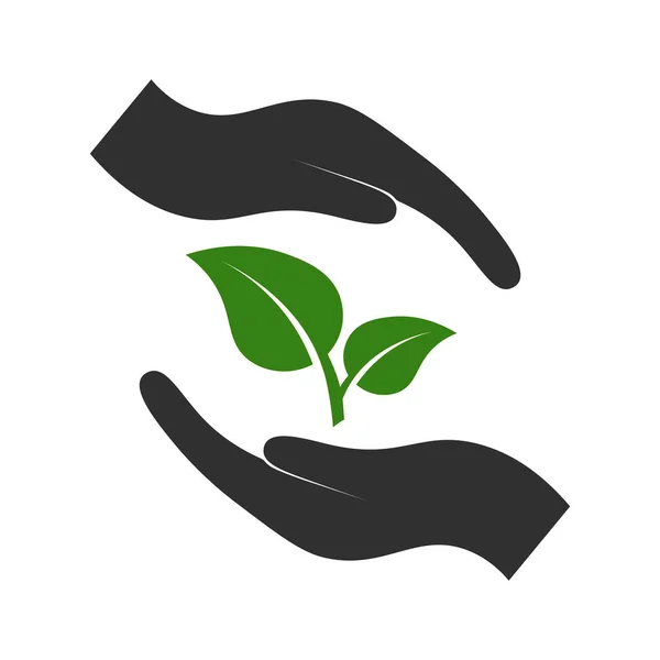 Leaf Sprout Green Color Hands Hands Logo Icon Design White — Stock Vector