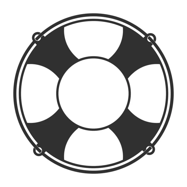 Ikona Záchranné Bóje Izolované Černé Bílé Bílém Pozadí — Stockový vektor