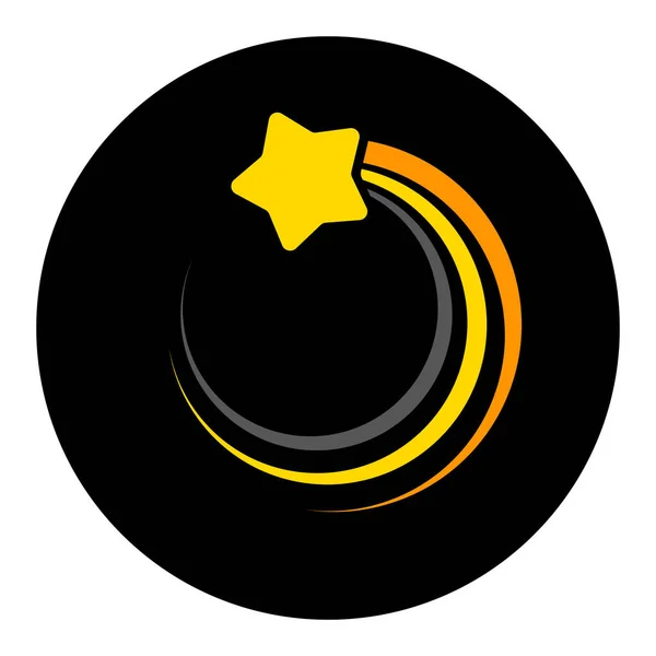 Goldenes Stern Logo Vektor Icon Design Dunklen Kreis Technologie Kreis — Stockvektor