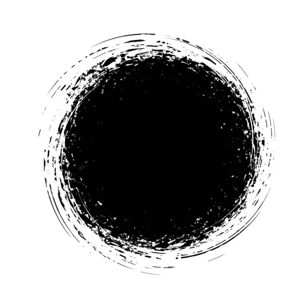 Černé Kulaté Tlačítko Ručně Malované Inkoust Blob Ručně Tažené Grunge — Stockový vektor