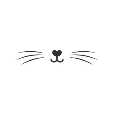 Kedi burnu ve bıyığı koyu renkli, beyaz arka planda izole edilmiş. Minimalist kedi illüstrasyonu.