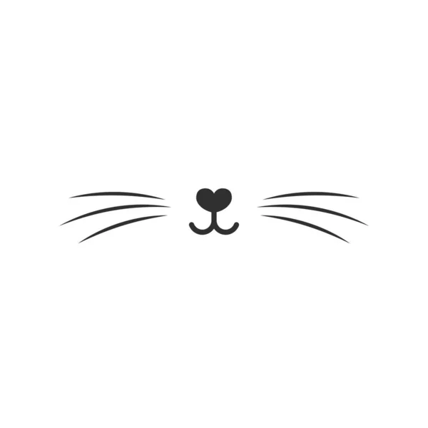 Котячий Ніс Вуса Темному Кольорі Ізольовані Білому Тлі Мінімалізм Ілюстрація — стоковий вектор