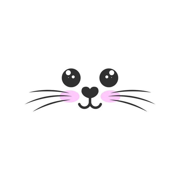 Roztomilé Kočičí Hlava Vektorové Ilustrace Čmáranice Kočičí Rypák Vousy Obrys — Stockový vektor