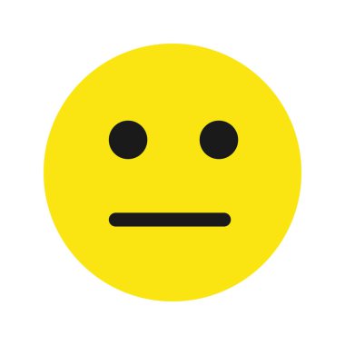 Uygulamalar ve web siteleri için sarı renkli Tarafsız Smiley Simgesi. Vektör illüstrasyonu beyaz arkaplanda izole edildi