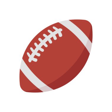 Amerikan futbol logosu. Deri rugby topunun basit bir simgesi. Beyaz arka planda gölgesi var. Vektör illüstrasyonu