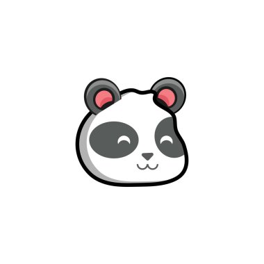 Şirin panda yüz vektör çizimi. Pandanın yüzü beyaz arkaplanda izole edildi.