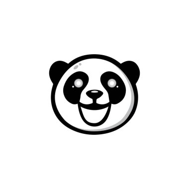 Şirin panda yüz vektör çizimi. Pandanın yüzü beyaz arkaplanda izole edildi.