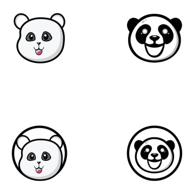 Şirin panda yüz vektör çizimi. Pandanın yüzü beyaz arkaplanda izole edildi.