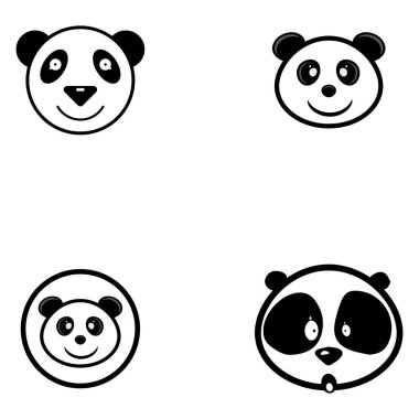 Şirin panda yüz vektör çizimi. Pandanın yüzü beyaz arkaplanda izole edildi.