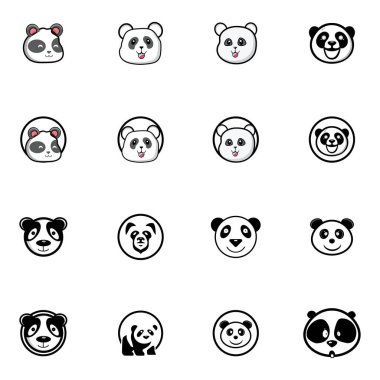 Şirin panda yüz vektör çizimi. Pandanın yüzü beyaz arkaplanda izole edildi.