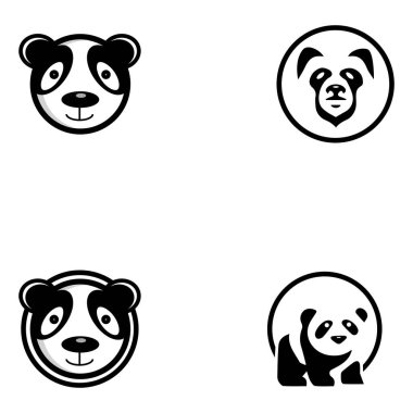 Şirin panda yüz vektör çizimi. Pandanın yüzü beyaz arkaplanda izole edildi.